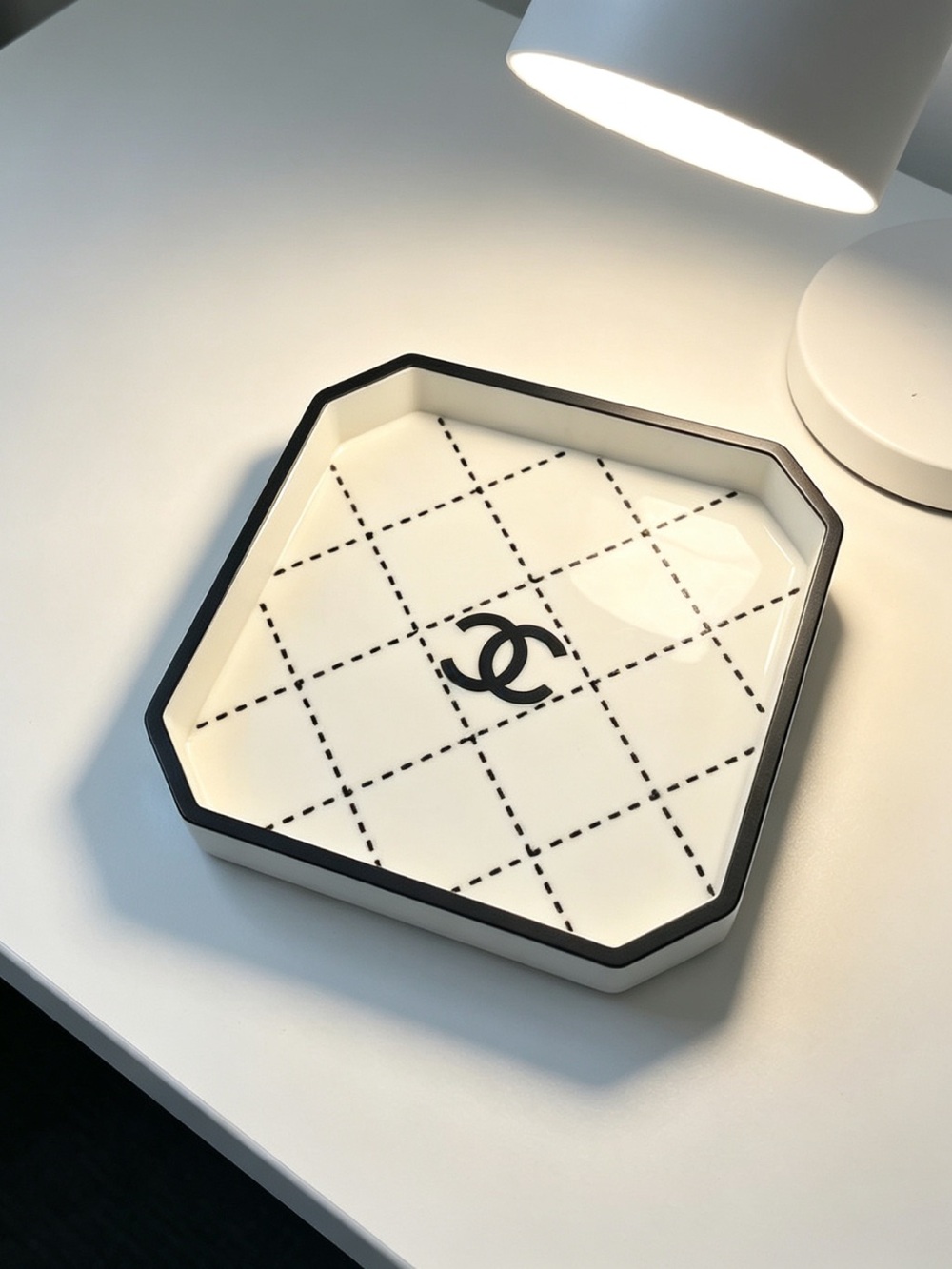 Black & White Hexagonal Decorative Tray